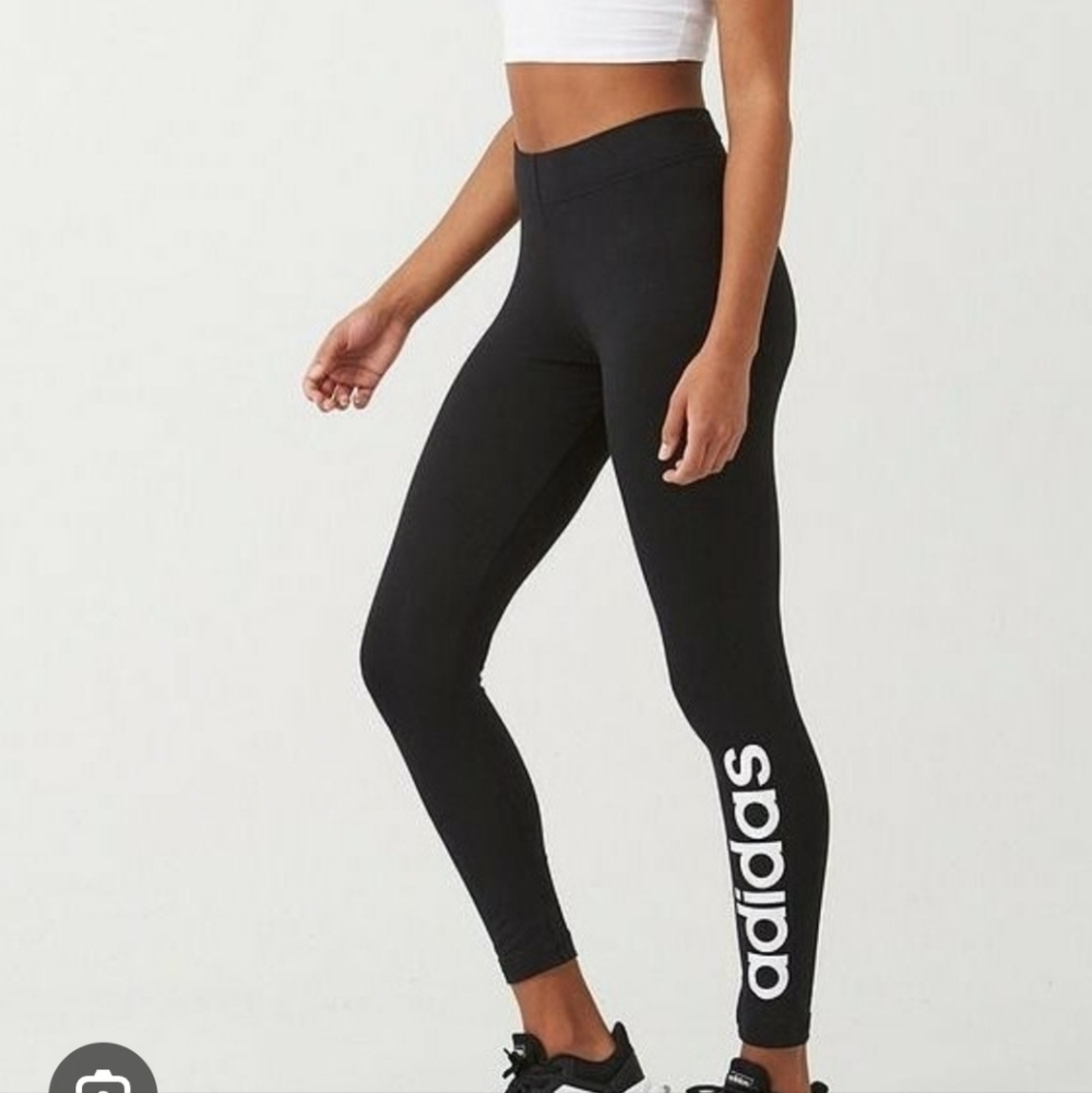 Adidas Logo Black 7/8 Leggings Size S
